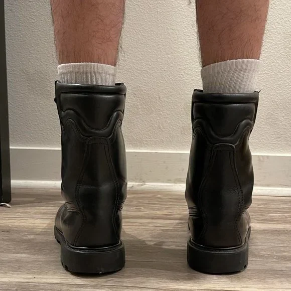 Vintage heavy duty chunky black leather military desert ankle boots